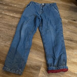 Arctic Bear Blue Denim Lined Mens Jeans 34M Carpenter Medium Wash